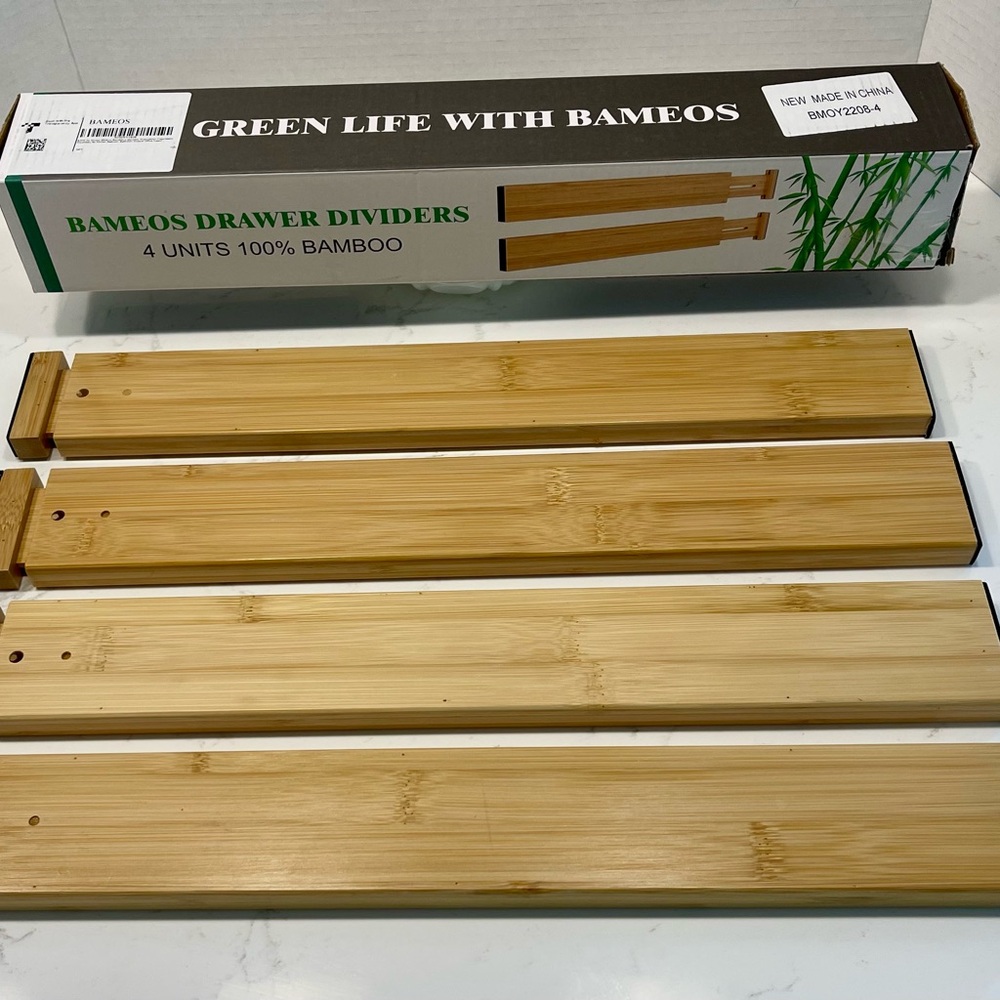 BAMEOS Drawer Dividers kitchen Organization Bamboo Utensil Organizers for Kit…